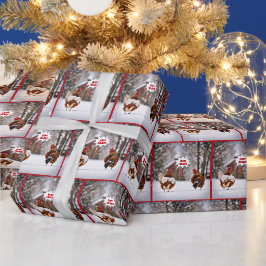 Papel De Regalo Pollos de vacaciones felices con copas de nieve