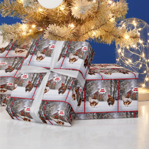 Papel De Regalo Pollos de vacaciones felices con copas de nieve
