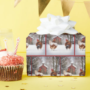Papel De Regalo Pollos En Nieve