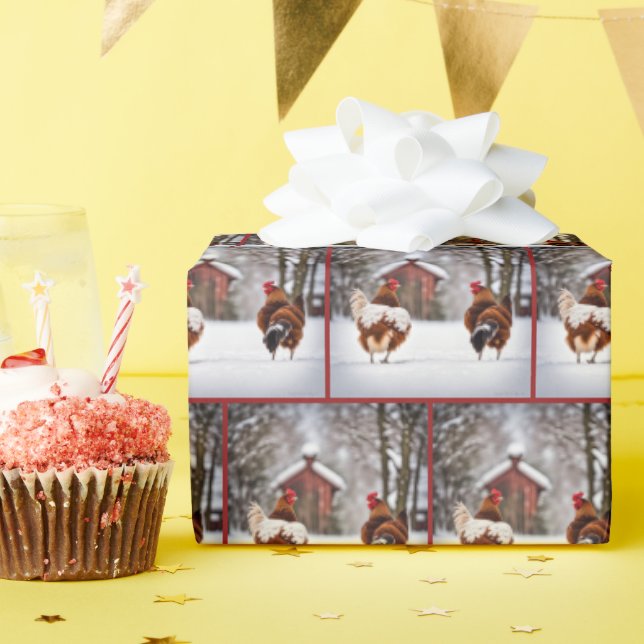 Papel De Regalo Pollos En Nieve (Fiesta de cumpleaños )