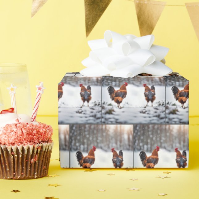 Papel De Regalo Pollos En Nieve (Fiesta de cumpleaños )