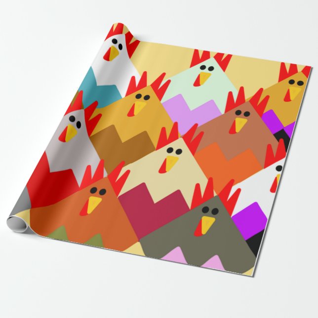 Papel De Regalo Pollos inspirados en el tejido (Desenrollado)