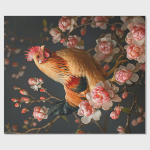 Papel De Regalo Pollos rodeados de flores rosas