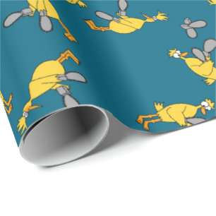 Papel De Regalo Pollos y motosierras azules