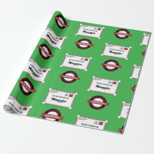 Papel De Regalo Polo Norte Entrega Especial Nombre de niño Rojo Ve