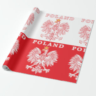 Papel De Regalo Polonia Con Águila Polaca Roja