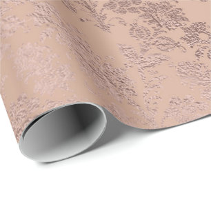 Papel De Regalo Polvo flaco del oro del damasco floral color de