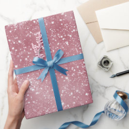 Papel De Regalo Polvo Romántico Rosa Desvaído Brillo Blanco Patrón
