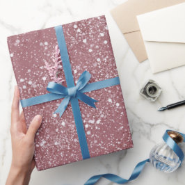 Papel De Regalo Polvo Romántico Rosa Desvaído Brillo Blanco Patrón