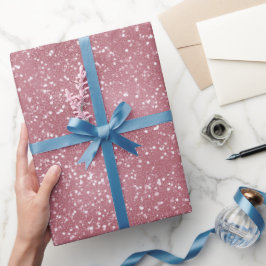 Papel De Regalo Polvo Romántico Rosa Desvaído Brillo Blanco Patrón