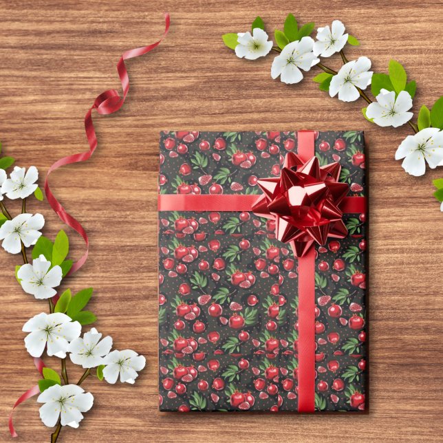 Papel De Regalo Pomegranates sobre el Rosh Hashanah judío negro (Subido por el creador)