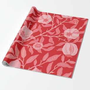 Papel De Regalo Pomegranato en rojo Navidades