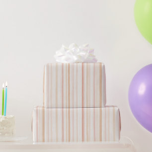 Papel De Regalo Pomelo Rosa Melocotón Rayas Blancas Cumpleaños