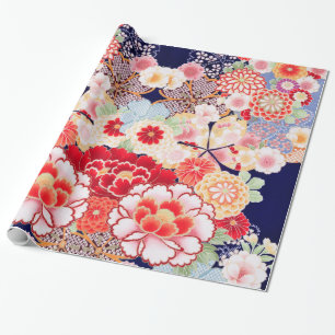 Papel De Regalo PONENTE DE FLORES BLANCOS ROJOS, Rosas floridos ja