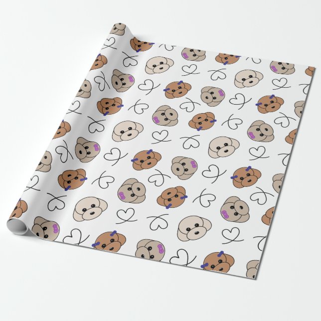 Papel De Regalo Poodle Puppy Love (Desenrollado)