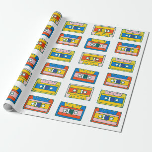 Papel De Regalo Pop art 90s patrón sin fisuras de casetes musicale