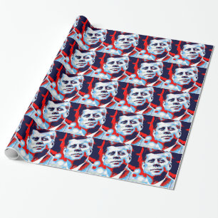 Papel De Regalo Pop Art JFK John F. Kennedy Blue