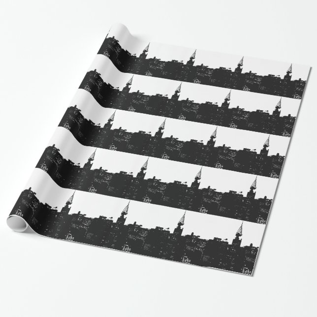 Papel De Regalo Pop Art New York Silhouette (Desenrollado)