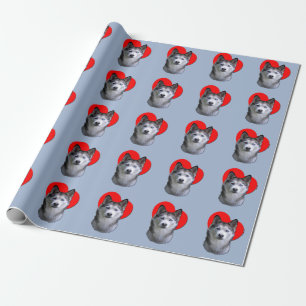 Papel De Regalo PopArt Silver Husky Heart Love