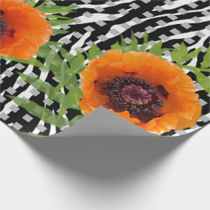 Papel De Regalo Poppies con motivos en blanco y negro