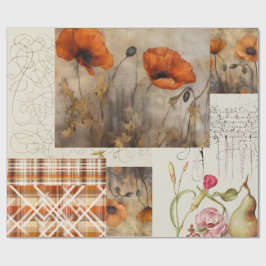 Papel De Regalo Poppies y repuestos naranjas para desacoplar o rev
