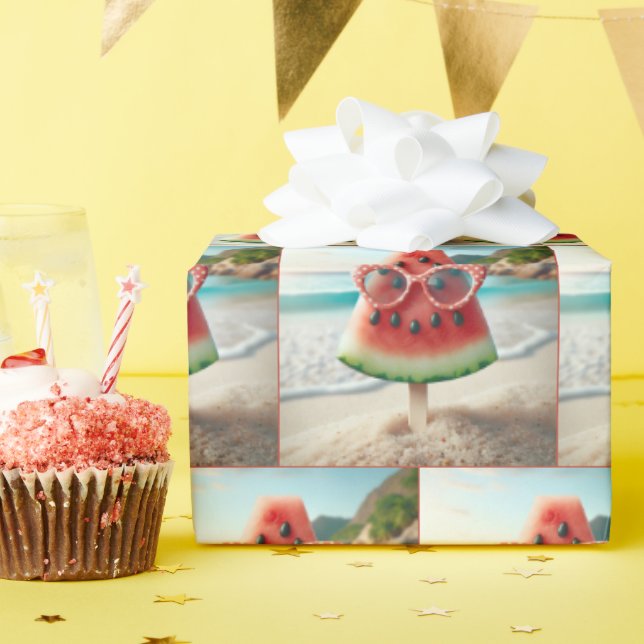 Papel De Regalo Popsicas de sandía con gafas de sol (Fiesta de cumpleaños )
