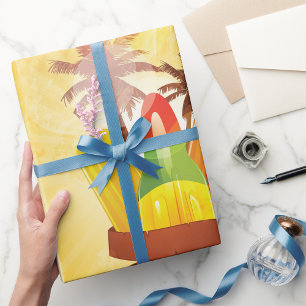 Papel De Regalo Popsicle de Verano Tropical y Palmeras