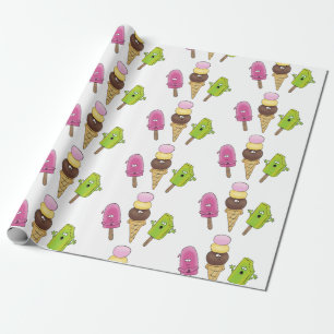 Papel De Regalo Popsiques divertidos y ilustracion de helados pers