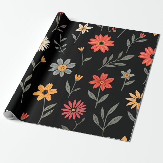 Papel De Regalo Popular Colección de flores de época (Desenrollado)
