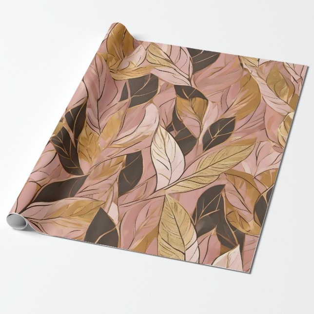 Papel De Regalo Popular Rubor Pink Gold Boho deja colección (Desenrollado)