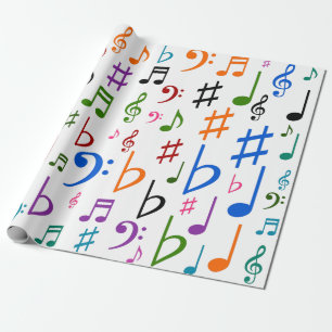 Papel De Regalo Porciones de notas musicales y de símbolos