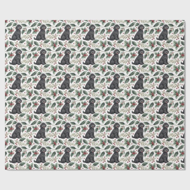Papel De Regalo Portuguese Water Dog Christmas Wrapping Paper (Superficie plana)