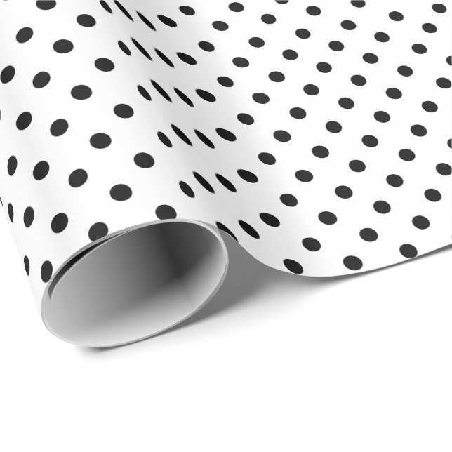 Papel De Regalo Pos clásicos de polka blanco negro (Esquina del rollo)