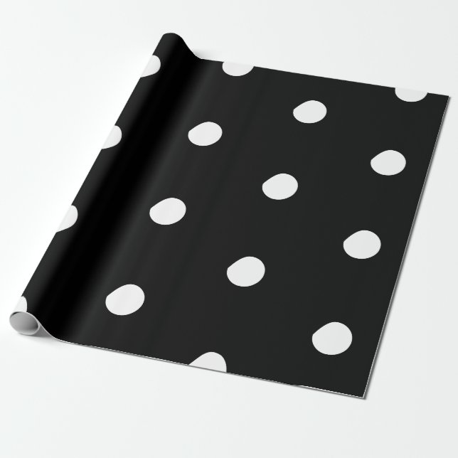 Papel De Regalo Pos de polka Negro gran audaz patrón elegante (Desenrollado)