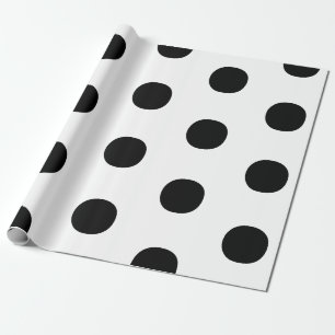 Papel De Regalo Pos de polka Patrón elegante grande blanco negro