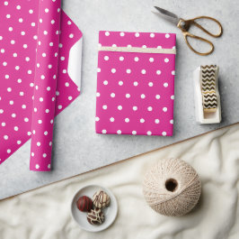 Papel De Regalo Pos de polka rosados finos y blancos