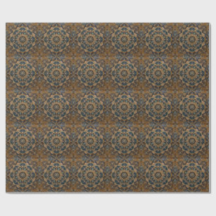 Papel De Regalo Posavasos de Piedra Mandala Azul Rústico Boho An