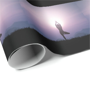 Papel De Regalo Pose Vrksasana Black Purple