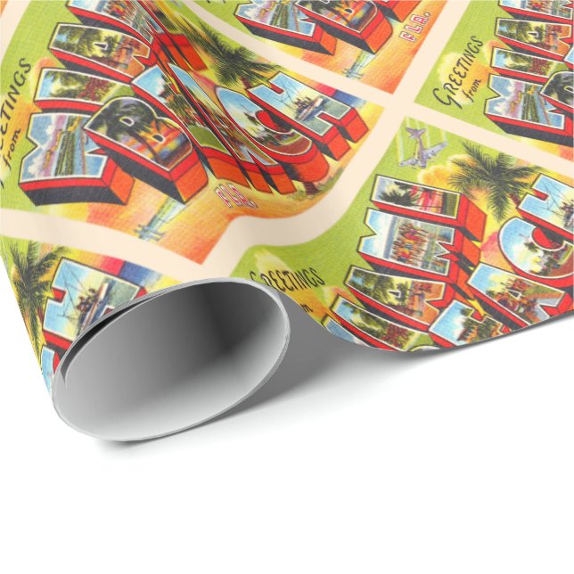 Papel De Regalo Postal carta grande de Miami Beach Florida (Esquina del rollo)