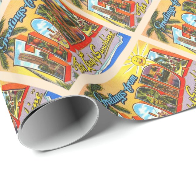 Papel De Regalo Postal de carta grande del estado de Florida FL Vi (Esquina del rollo)