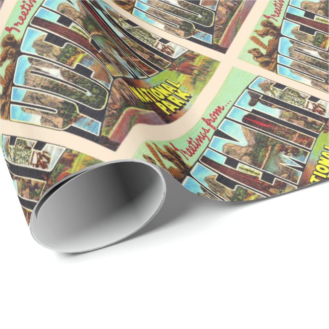 Papel De Regalo Postal de época del Parque Nacional Yosemite de Ca (Esquina del rollo)