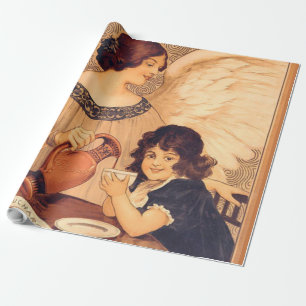Papel De Regalo Póster Antiguo del Ángel de Chocolate Francés: Art