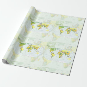 Papel De Regalo Póster de Atlas Mapa Mundial Político: Decoración