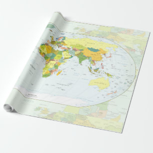 Papel De Regalo Póster de Atlas Mapa Mundial Político: Decoración