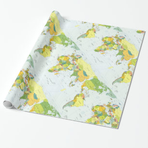 Papel De Regalo Póster de Atlas Mapa Mundial Político: Decoración