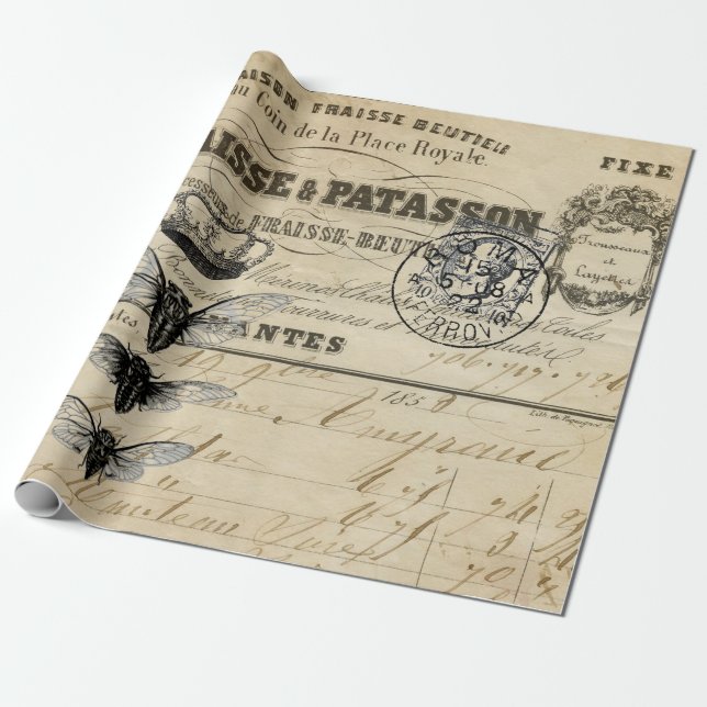 Papel De Regalo Poster de Decoupage de las Ephemeras (Desenrollado)