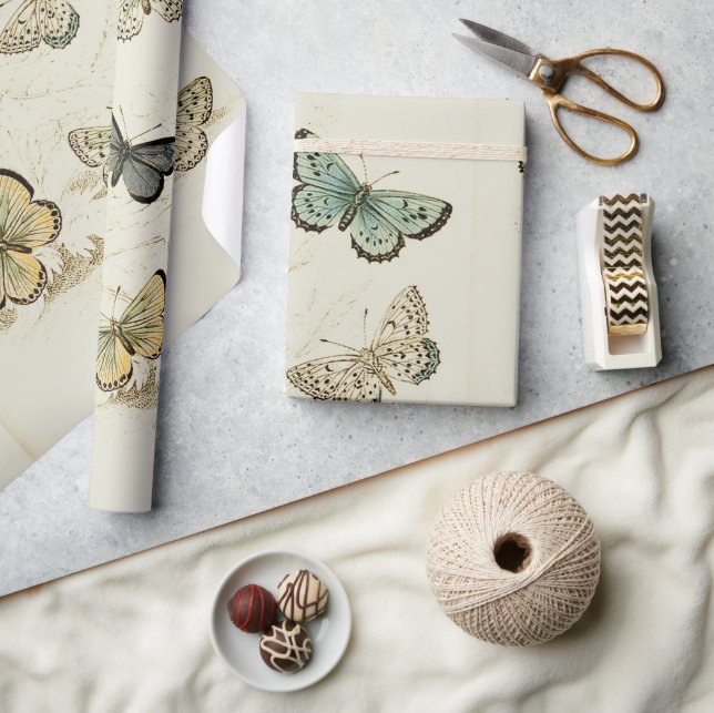 Papel De Regalo Poster de mariposas de época (Artesanía)