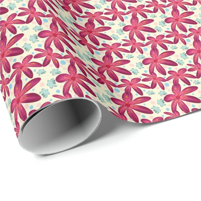 Papel De Regalo Póster de Patrón Continuo Botánico de Acuarela (Esquina del rollo)