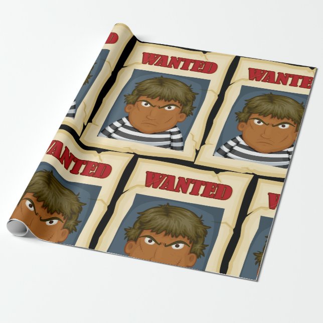 Papel De Regalo Póster de Se Busca Prisionero Fugado Convicto (Desenrollado)