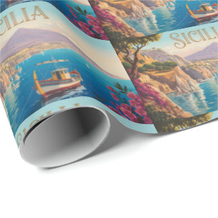 Papel De Regalo Póster de viaje de estilo vintage para Sicilia Ita